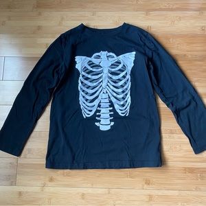 OshKosh Boys Black Glow In The Dark Skelton Long Sleeve Shirt Size 14